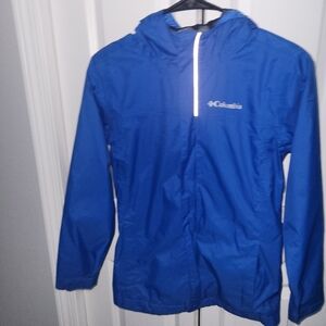 Kids youth Columbia hooded rain jacket blue youth medium 8/10